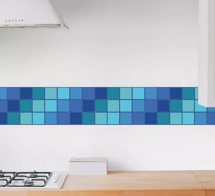 Light blue tiles effect wall border decal - TenStickers