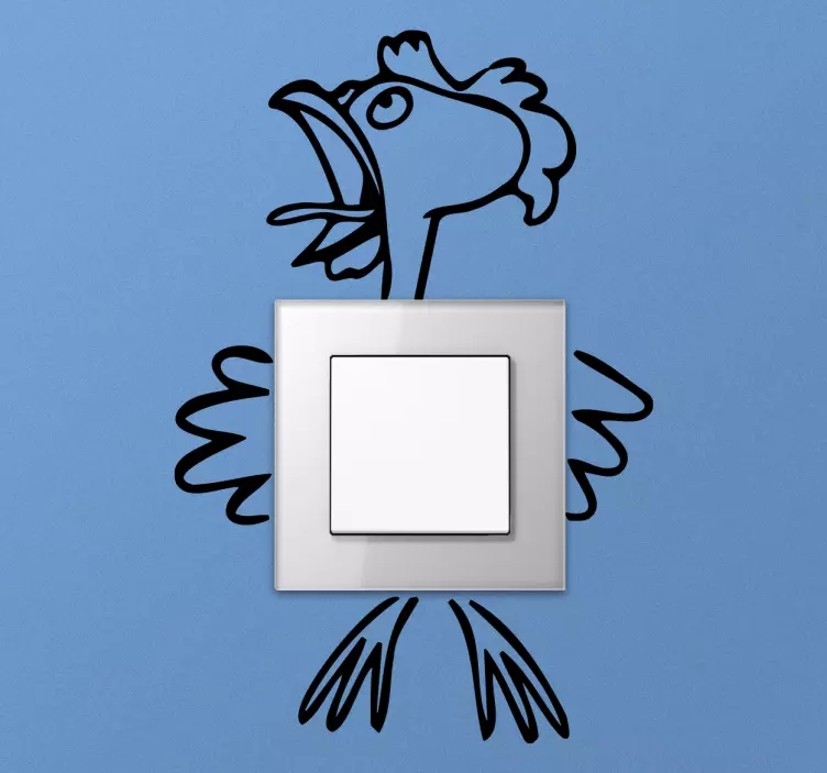 Light switch sticker cheerful rooster silhouette - TenStickers