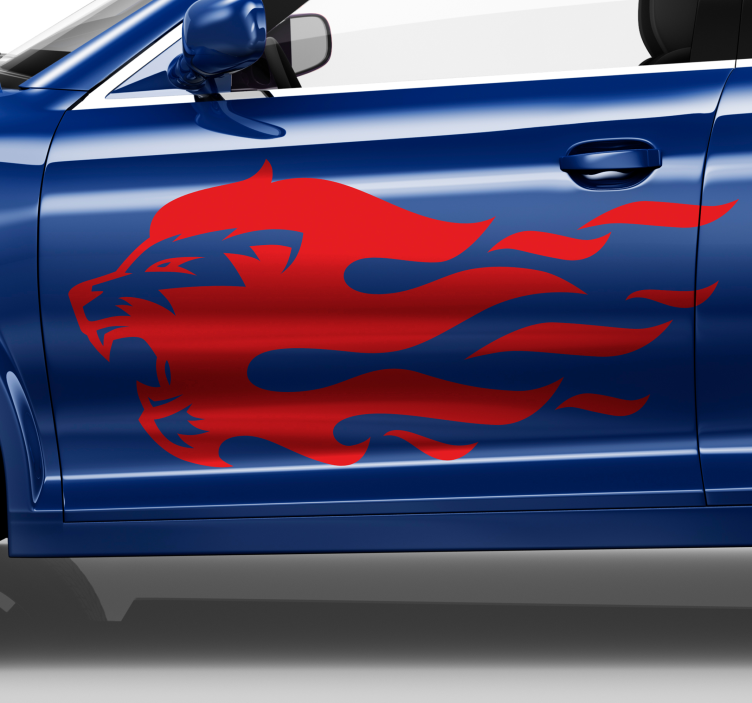 Lion in a flame silhouette Car Sticker - TenStickers