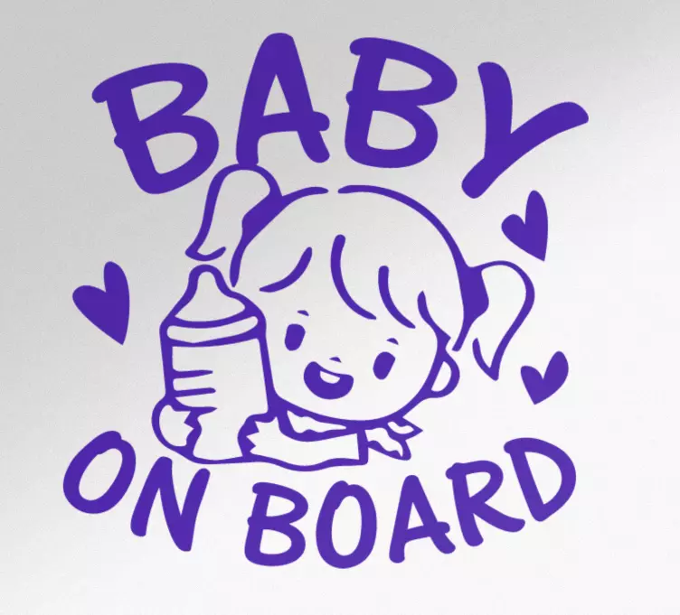 Little girl with bottle baby on board sticker - TenStickers