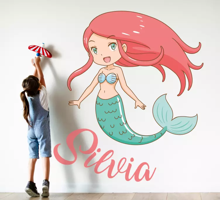Little mermaid red hair children wall sticker - TenStickers