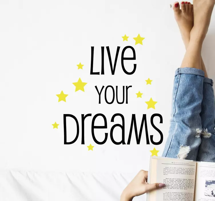 Live your dreams with stars text wall decal - TenStickers