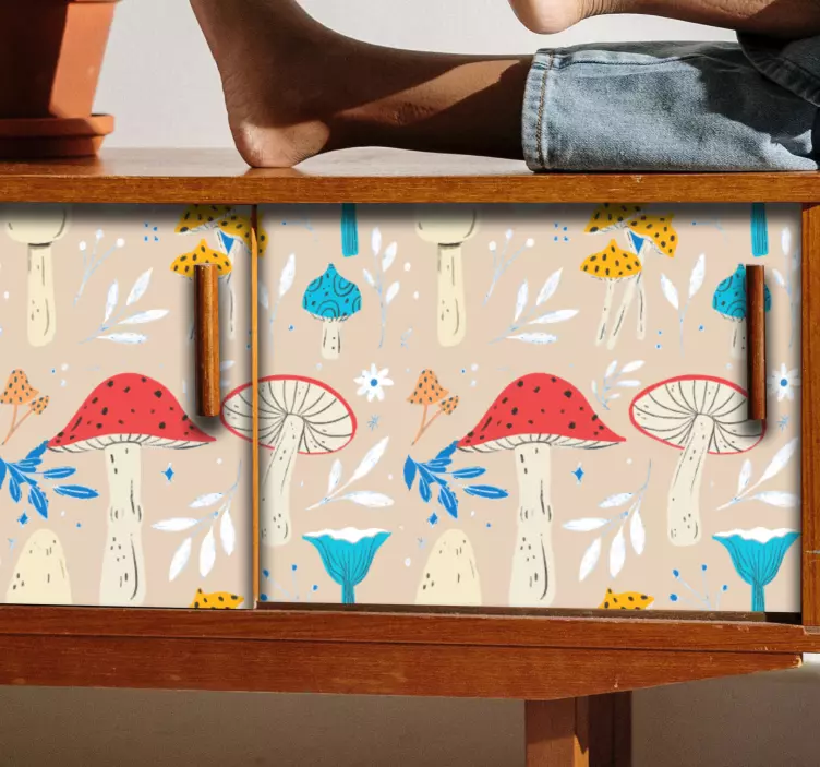 Lively mushroom concept furniture sticker - TenStickers