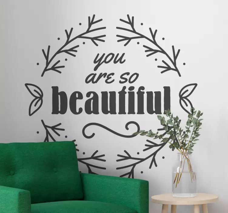 Living room wall sticker you are so beautiful branches - TenStickers