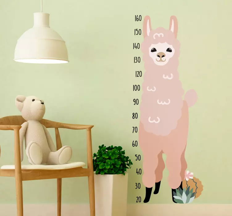 Llama Height Chart Wall Sticker - TenStickers