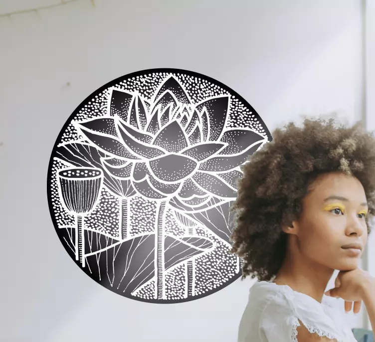 Lotus flower traditional style flower sticker - TenStickers