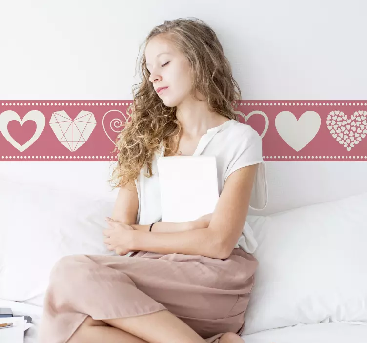 Love heart border sticker - TenStickers