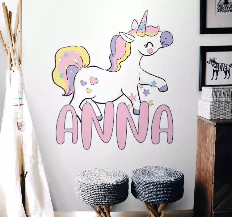 Magical unicorn design personalised sticker - TenStickers