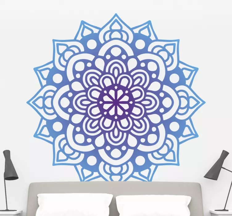 Mandala in blue shades floral wall sticker - TenStickers