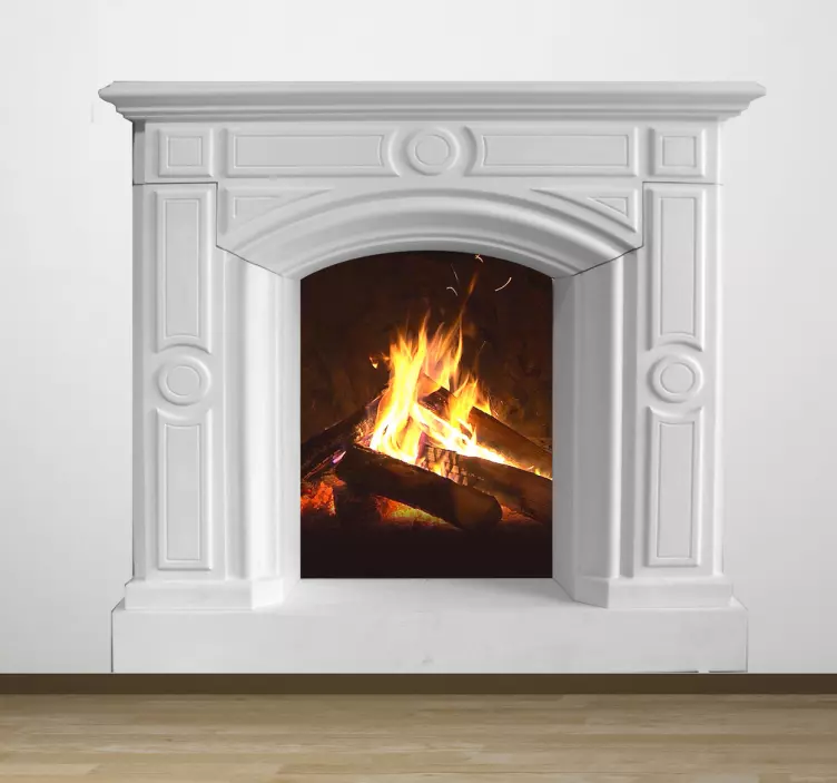 Decorative white marble fireplace 3d wall sticker - TenStickers