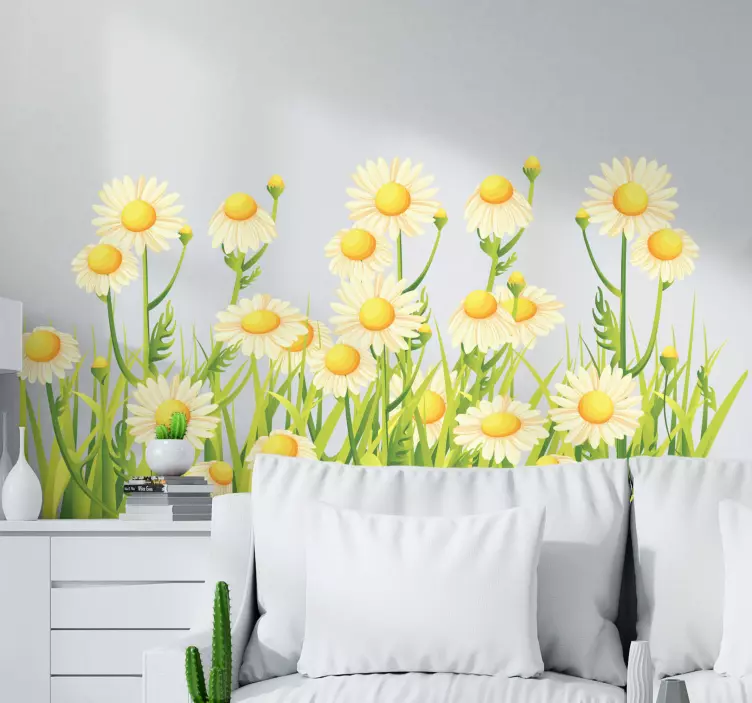 margerites in the field flower wall sticker - TenStickers