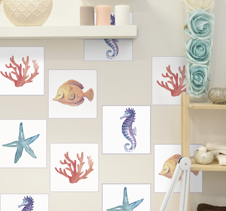 Marine seashell animals tile sticker - TenStickers