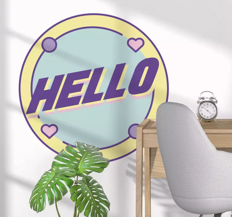 Memphis style sentence Hello wall sticker - TenStickers