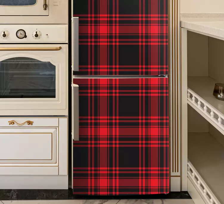 Menzies tartan black red pattern fridge decal - TenStickers