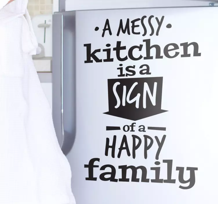 Messy Kitchen Happy Family Wall Sticker - TenStickers