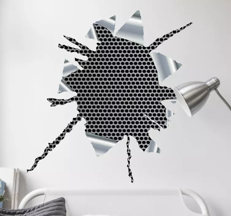 Broken metal hole visual effects wall sticker - TenStickers