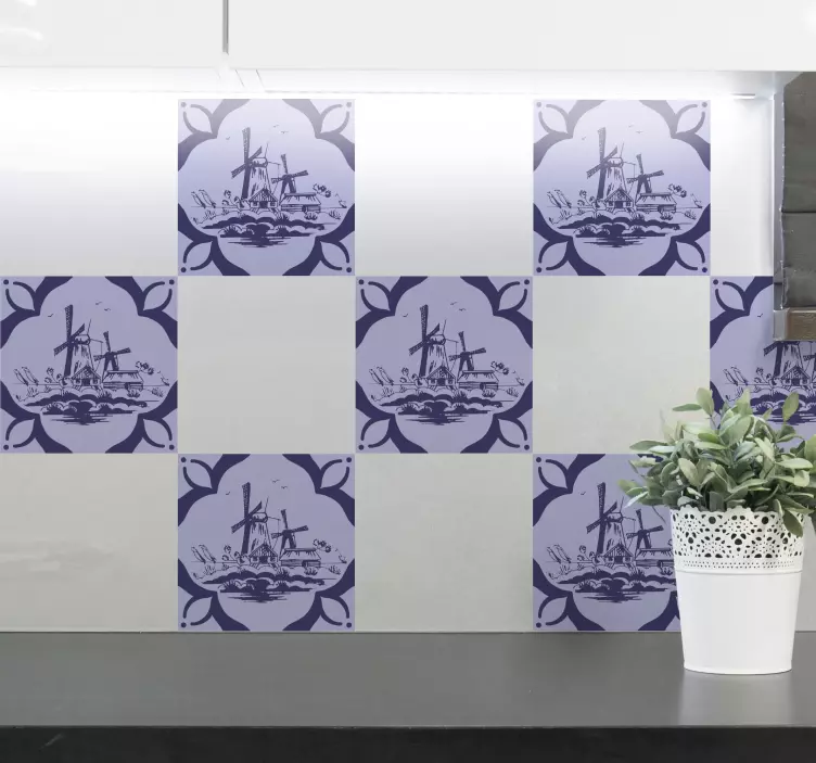 Mills on the sea  tile sticker - TenStickers