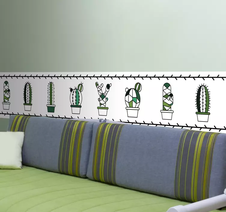 Mini Cacti Wall Border Sticker - TenStickers