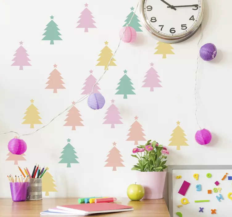 Mini Colourful Christmas Trees Wall Stickers - TenStickers