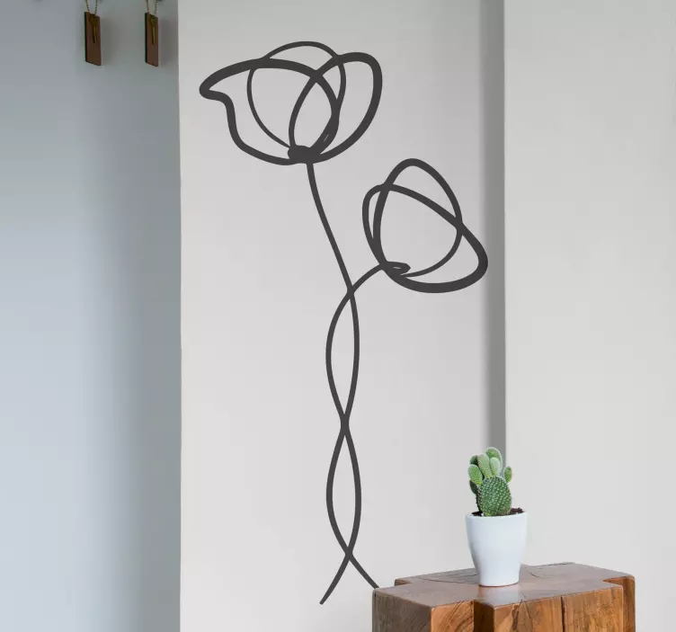 Minimalist Poppies flower wall sticker - TenStickers