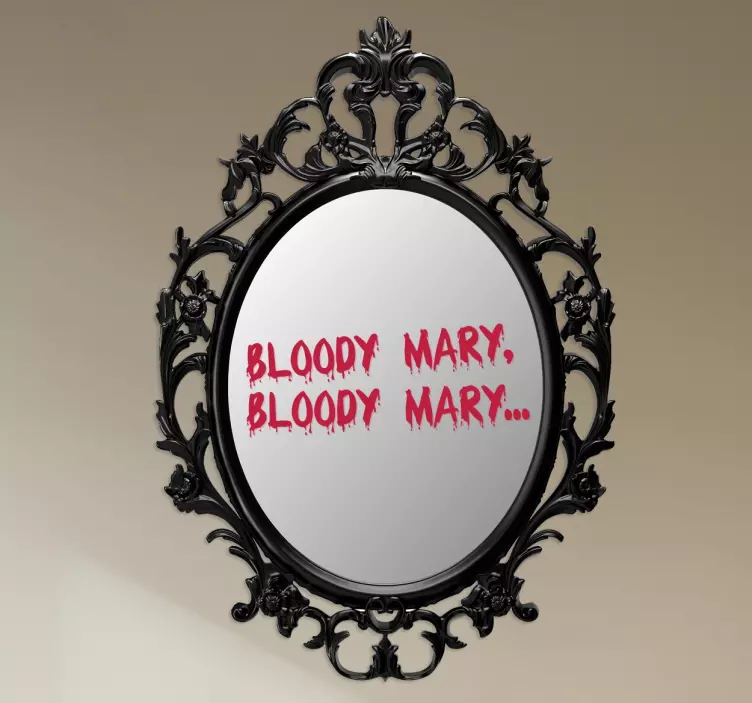 Bloody Mary scary text font mirror sticker - TenStickers
