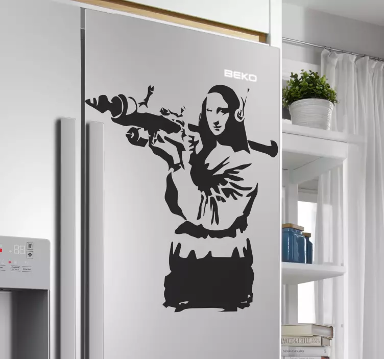 Mona Lisa Banksy art for fridge sticker - TenStickers