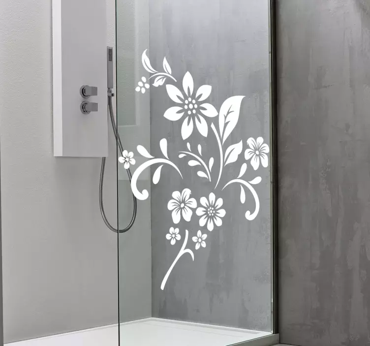 Monocolor flower design shower screen sticker - TenStickers