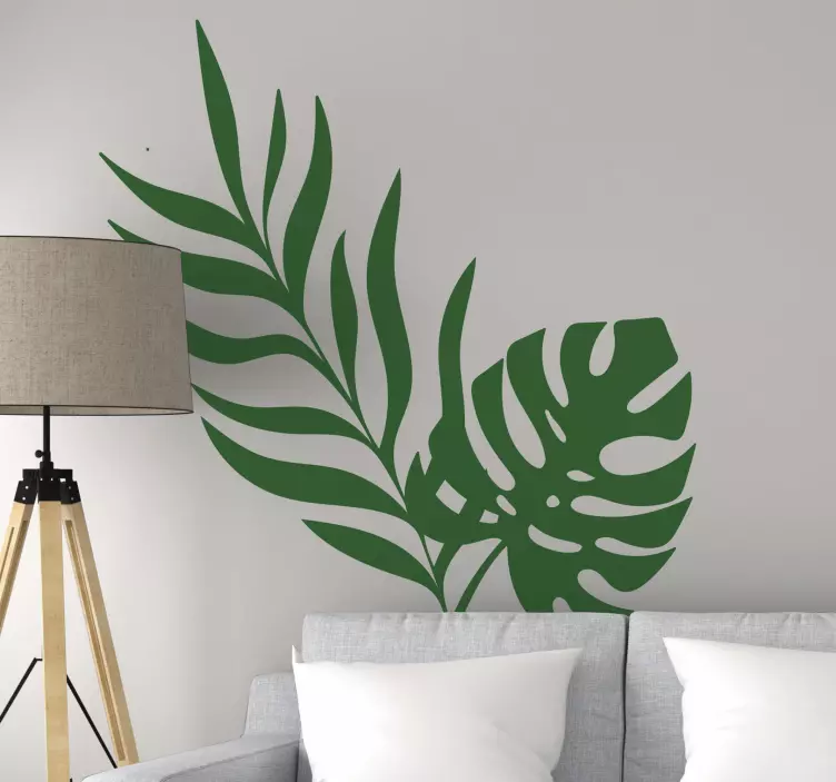 Monocolor tropical  leaves plant wall sticker - TenStickers