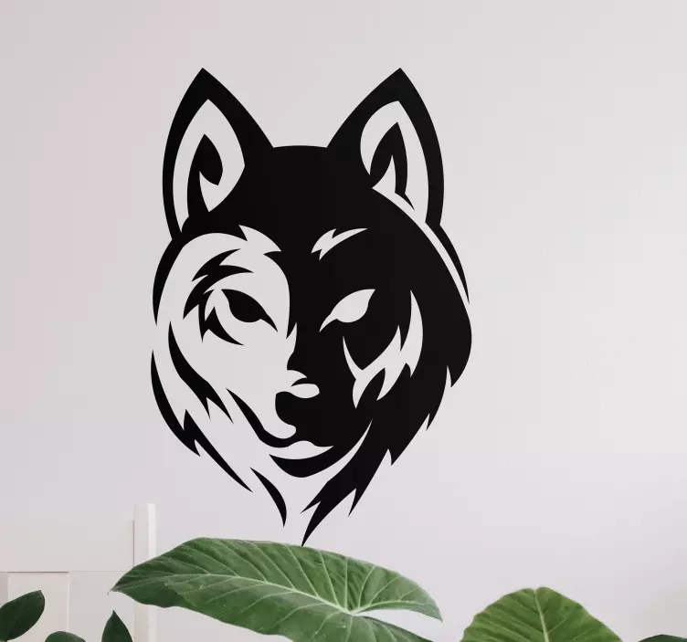 Monocolor wolve face wild animal decal - TenStickers