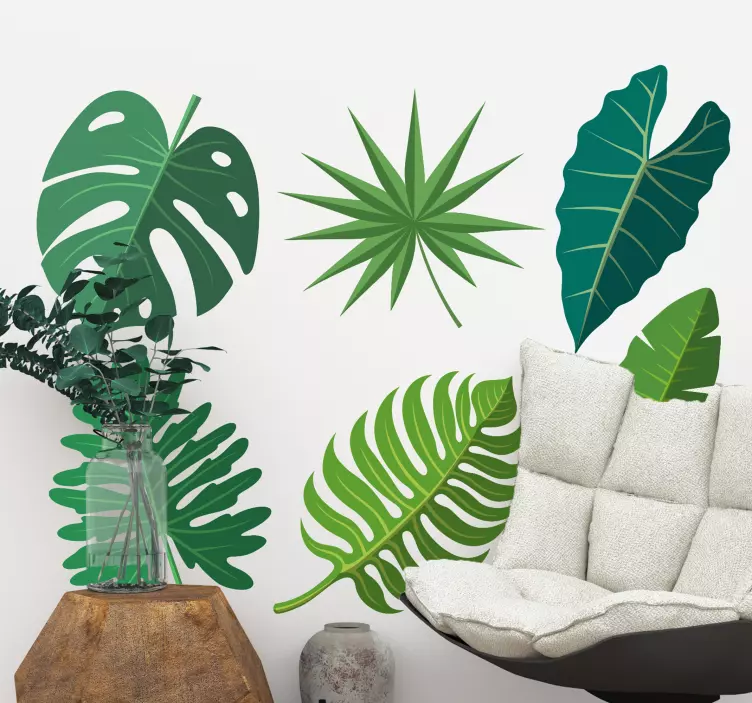 Monsters tropical leaves plant sticker - TenStickers