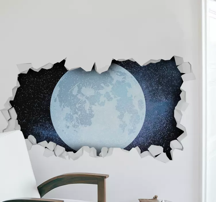Moonlit Night Scene living room wall sticker - TenStickers