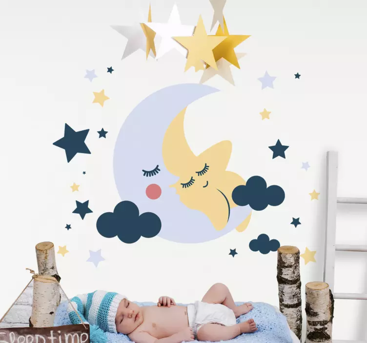 Moons and stars  space wall sticker - TenStickers