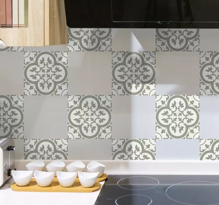 Moroccan tile evergreen fog color tile decal - TenStickers