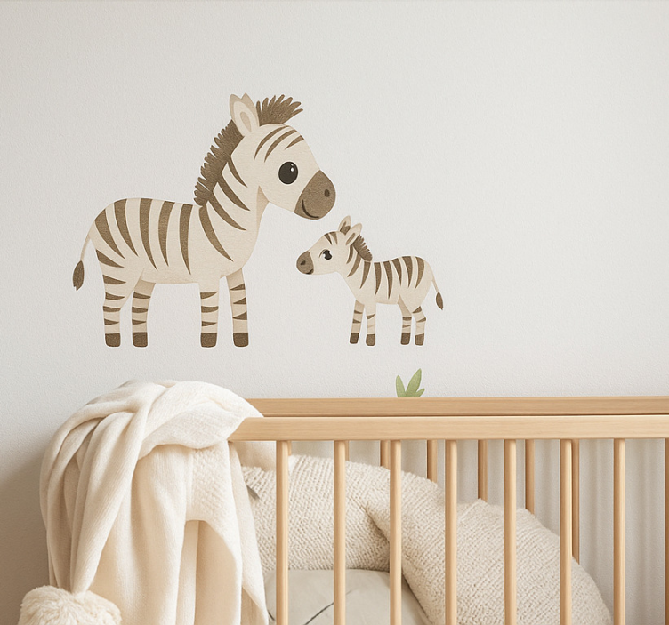 Mother and child zebra illustration sticker - TenStickers