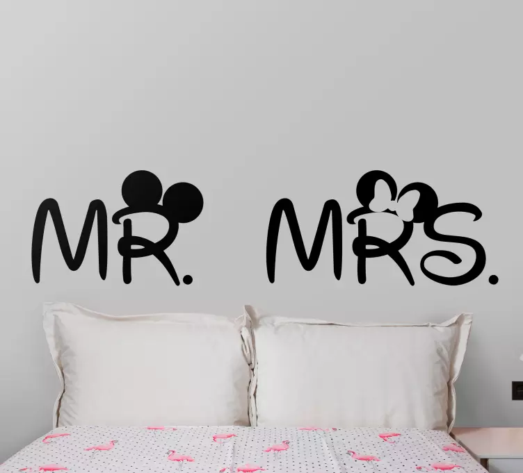 Mr and mrs wall text headboard wall sticker - TenStickers