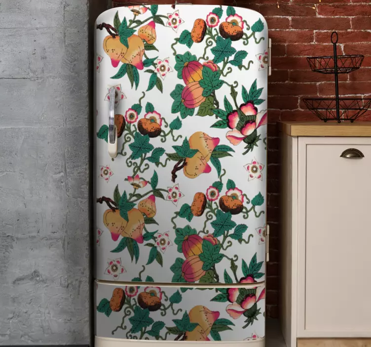 Multicolor floral summer print a fridge decal - TenStickers