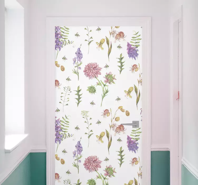 Multicolor minimalistic wildflowers door decal - TenStickers