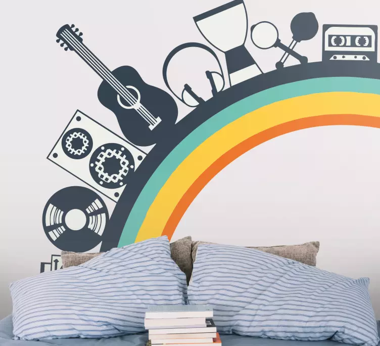 Musical instruments on a rainbow Teenage decals - TenStickers