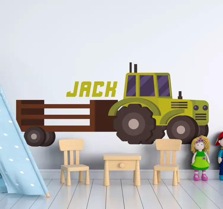 Name in trailer Tractor toy sticker - TenStickers