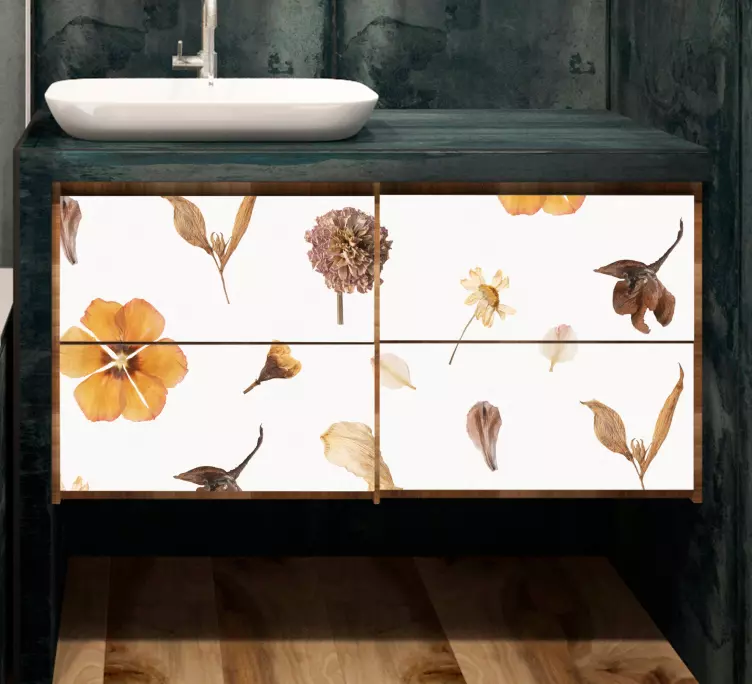 Natural dried flower pattern furniture sticker - TenStickers