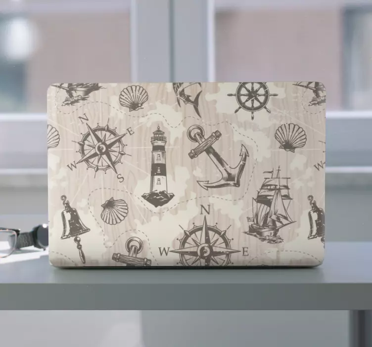 Nautical Map Elements laptop skin - TenStickers