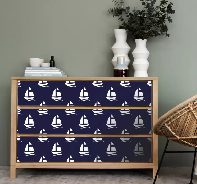 Navy blue nautical pattern furniture sticker - TenStickers