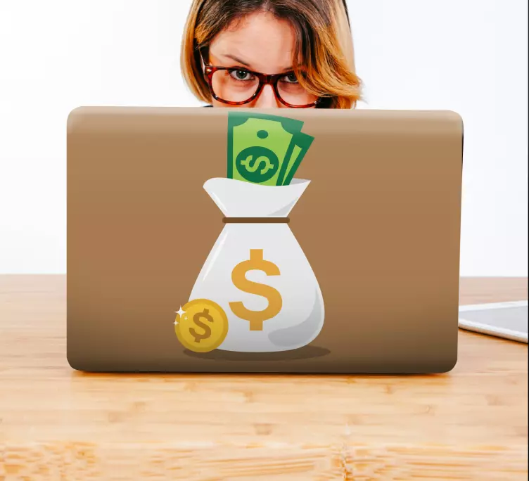 Nice design Money bag icon laptop skins - TenStickers