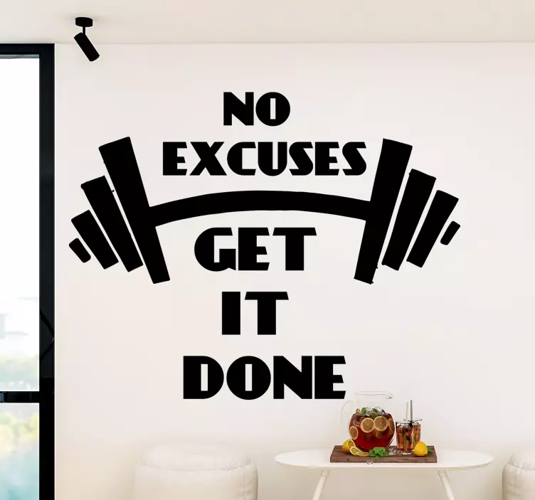No excuses fitness inspirational quote decal - TenStickers