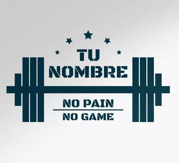 No pain no game customize gym name wall sticker - TenStickers