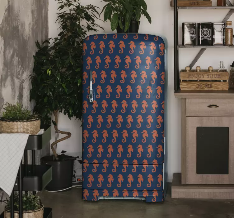 Orange sea horse pattern fridge sticker - TenStickers