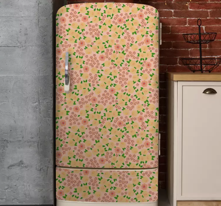 Floral pattern in peach tones  fridge sticker - TenStickers