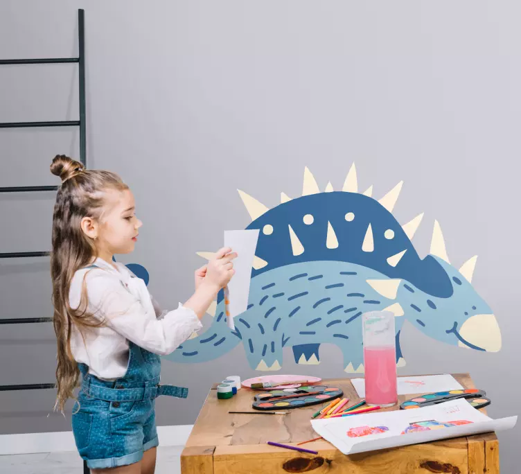 Original hairy curved dinosaur children sticker - TenStickers