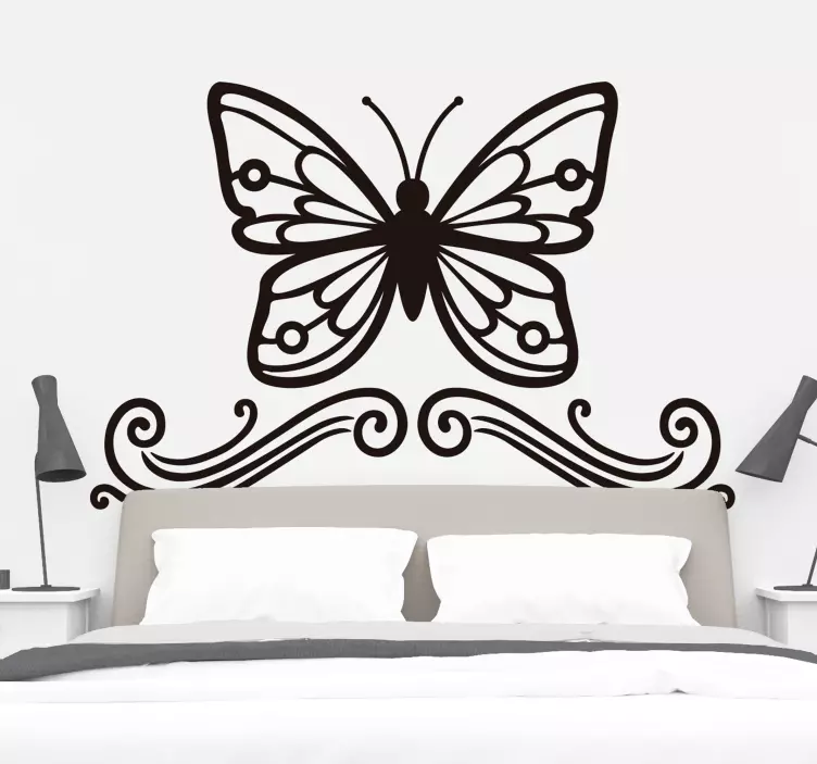 Silhouetted ornamental butterfly sticker - TenStickers