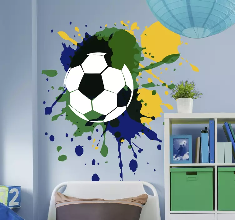 Paint splash football ball design wall sticker for kids - TenStickers